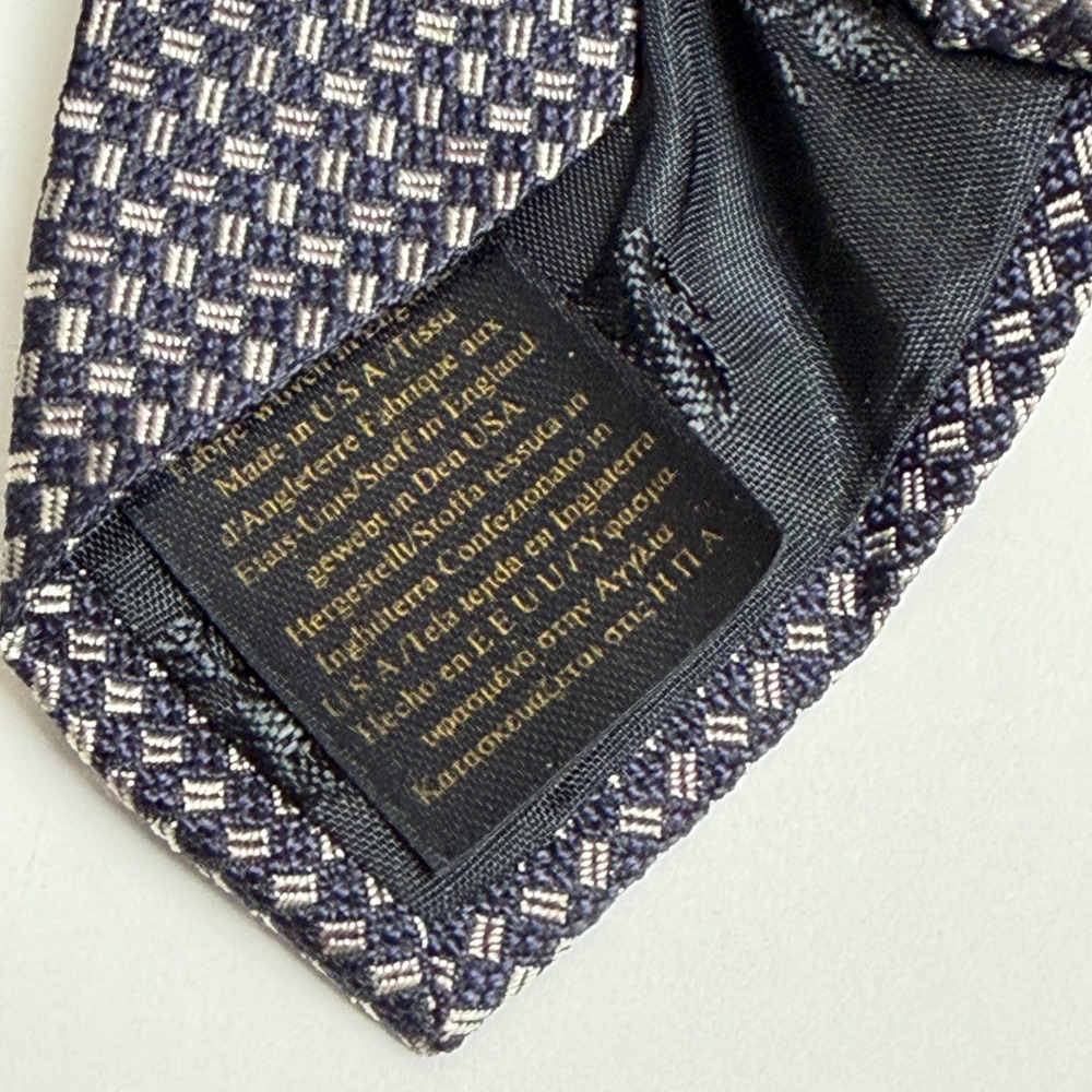 Brooks‎ Brothers Makers & Merchants Navy Silver Geometric Micro Pattern Silk Tie - Picture 3 of 6